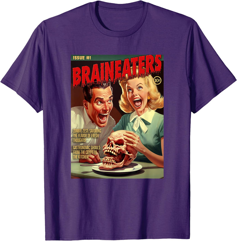 Last Gasp Graphics Brain Eaters 1950s horror comic cover T-Shirt - Purple