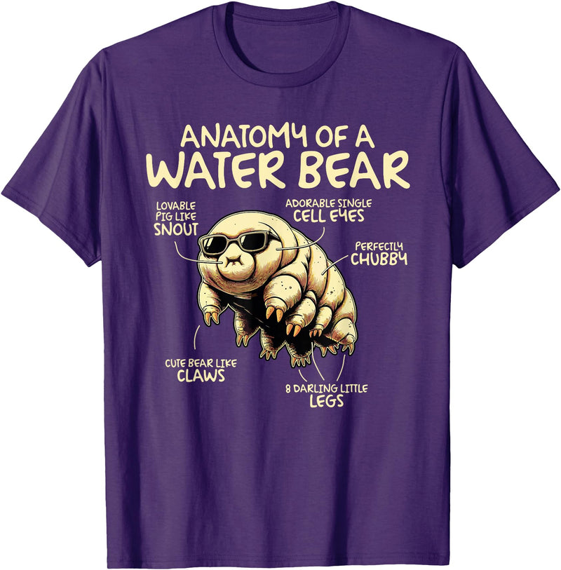 Tardigrade Water Bear Co Anatomy Of A Water Bear Funny Tardigrade T-Shirt - Purple