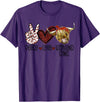 Funny Peace Love Designs Highland Beef Cow Farmers Peace Love Highland Cows T-Shirt - Purple