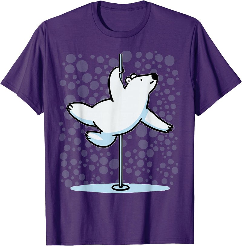 Fun Polar Bear Lover Humor Bear Dancer Stylish Tee Funny Polar Bear Pole Dancing Animal Cute Cool Wordplay Snow T-Shirt - Purple