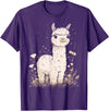 Alpaca Llama Lama Lover Cute Farm Animals Kids Llama Alpaca Lama Flowers Cute Adorable Baby Farm Animal T-Shirt - Purple