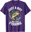 Boy Fishing Fisher Angler Kid Just A Boy Who Loves Fishing T-Shirt - Purple