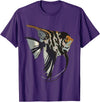 Freshwater Fish Fun Marbled Freshwater Angelfish T-Shirt - Purple