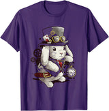 Cute Rabbit Lover Bunny Graphic T-Shirt (Asphalt Grey) in Purple