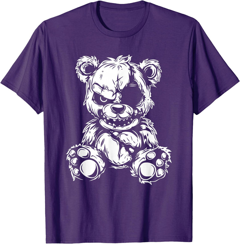 Halloween Killer Teddy Bear Horror Teddy Bear T-Shirt, Small, Black - Purple