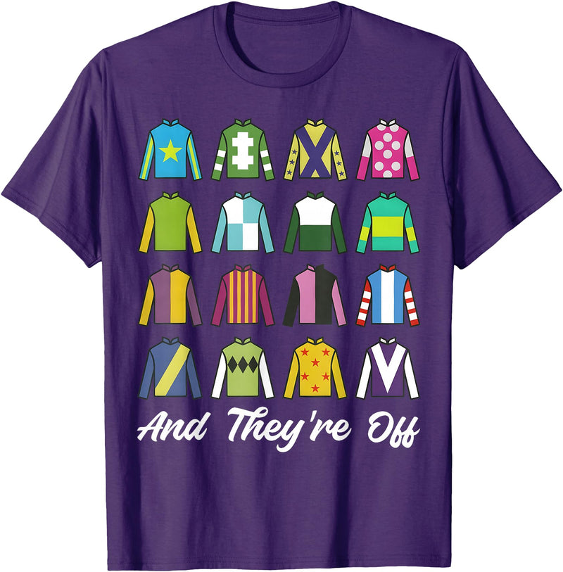 Funny Horse Racing Derby Day Men Women Race Tees and They're Off Horse Racing Derby Day Funny Men Women T-Shirt - Purple