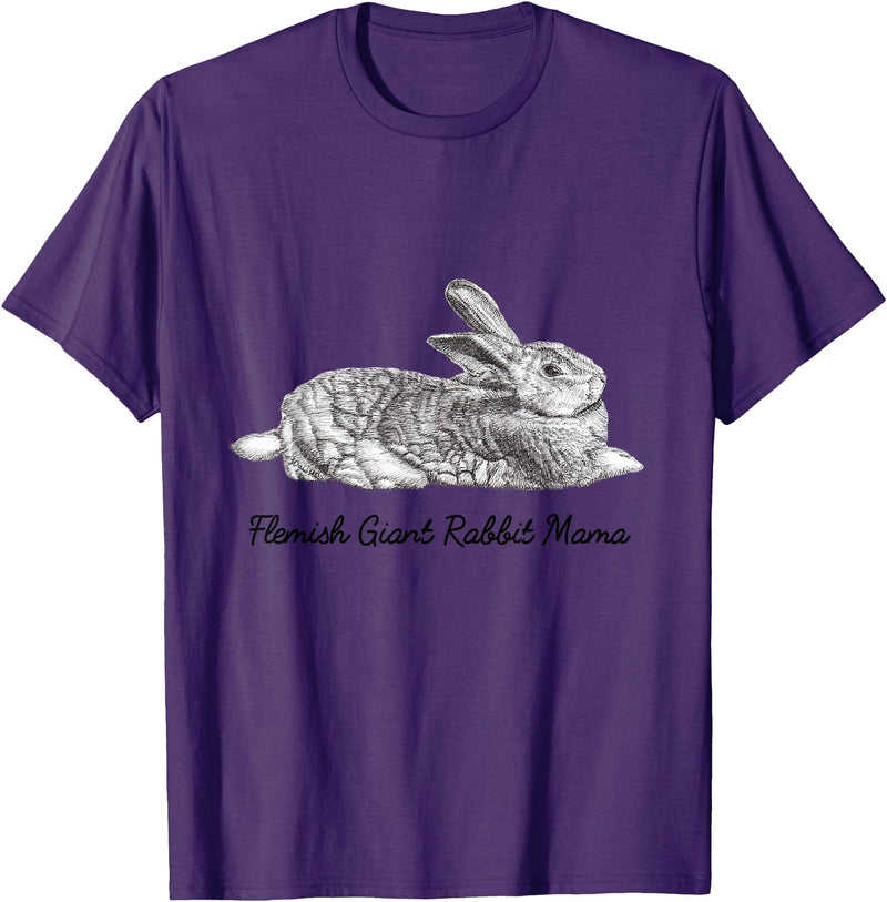 Flemish Giant Bunny Rabbit Mama Drawing T-Shirt in Purple