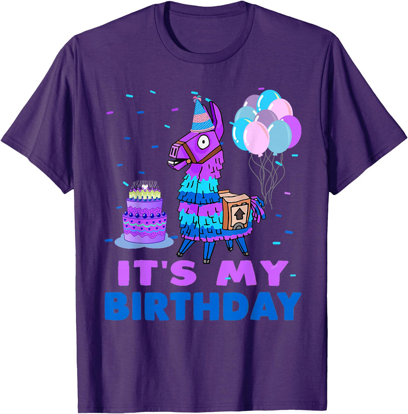 It's My Birthday for Llama Party T-Shirt - Purple