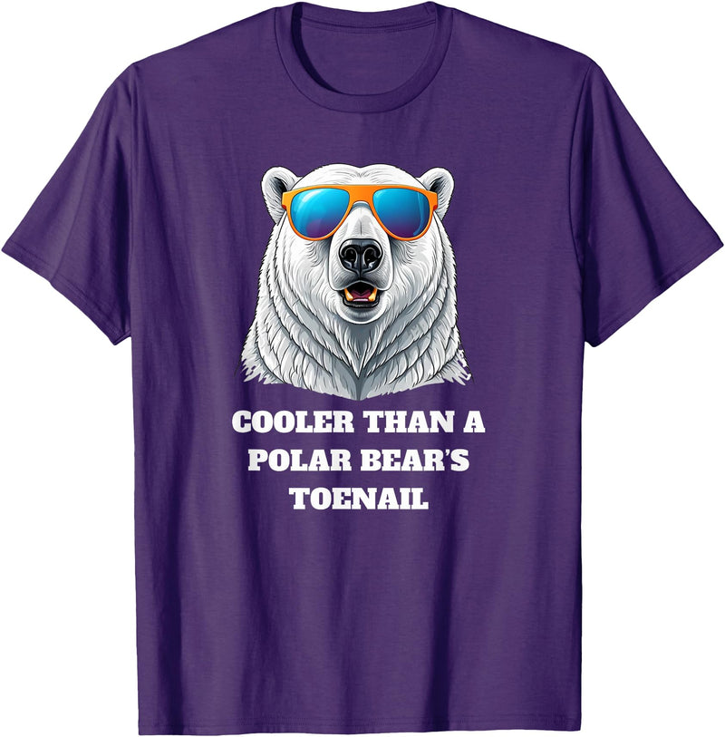 Cooler than a Polar Bear’s Toenail Cute north pole polar bear wearing sunglasses. T-Shirt - Purple
