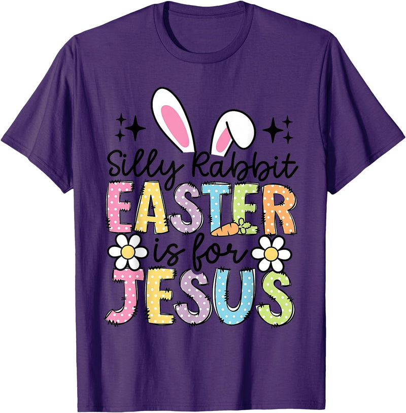 Silly Rabbit Easter Is for Jesus Christian Boy Girl Kids T-Shirt in Purple