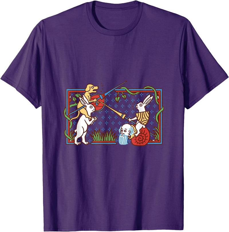 Knights Templar Rabbit - Medieval Renaissance Fair T-Shirt in Purple