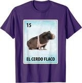 Skinny Pig Mexican Tee El Cerdo Flaco Mexican Skinny Pig Cards T-Shirt - Purple