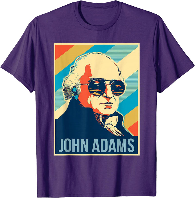 President John Adams Tees 4th Of July John Adams President Retro Patriotic T-Shirt - Purple
