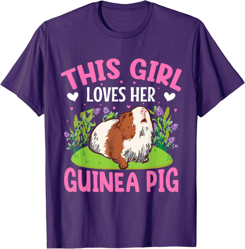 Funny Guinea Pig Gifts For Women Men Kids by DMTRY This Girl Loves Her Guinea Pig T-Shirt - Purple