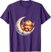 Cute Baby Highland Cow Sleeping on the Moon Heifer Farm T-Shirt - Purple