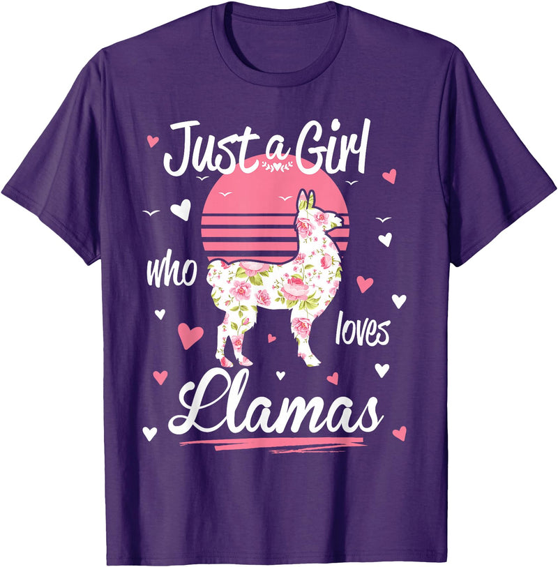 Pack A Punch Just A Girl Who Loves Llamas Llama Shirt Vintage T-Shirt - Purple