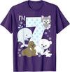 Arctic Animals Birthday Party Family Matching Bday Arctic Animals 7th Birthday Polar Bear Walrus Fox Sea Theme T-Shirt - Purple