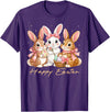 Happy Easter Women Girls Cute Bunny Rabbit Easter Day T-Shirt in Purple