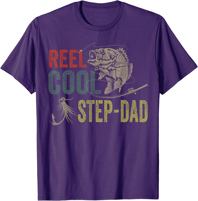 Reel Cool Step-Dad Fishing Fathers Day Tee Fishing Reel Cool Step-Dad Fishing T-Shirt - Purple