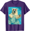 Pool Party Summer Animals Designs Funny Polar Bear with Sunglasses Summer Animal Swimming T-Shirt - Purple