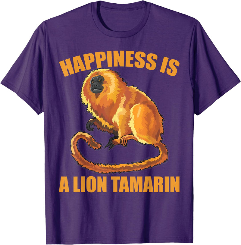 Happiness Is A Golden Lion Tamarin Tees Co. Glück ist ein Goldener Löwe Tamarin Monkeys Zoo Keeper T-Shirt - Purple