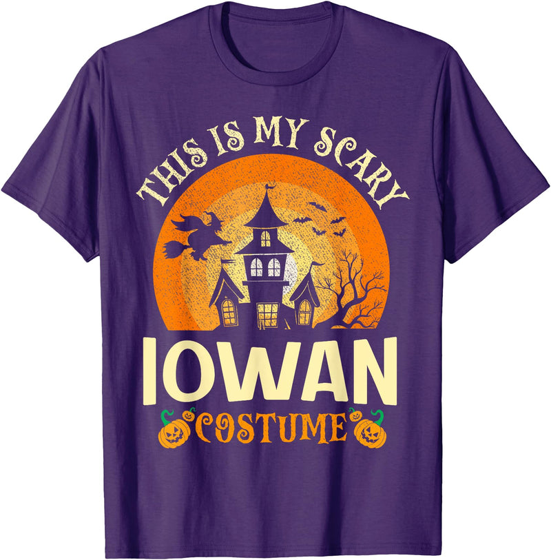 99 Gifts Halloween Matching Costume & Shirts This Is My Scary Iowan Costume Halloween T-Shirt - Purple