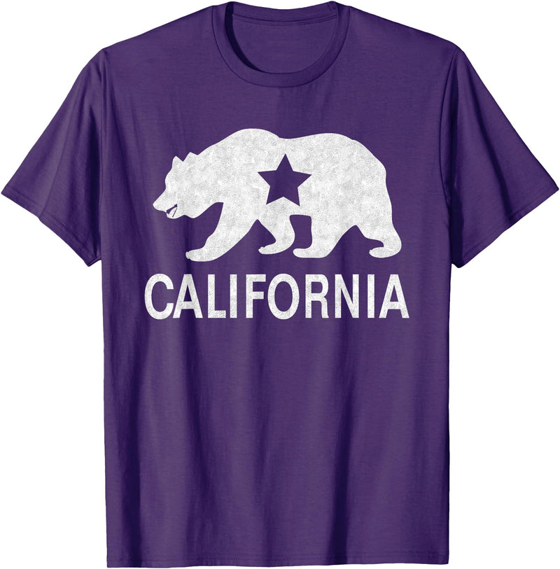 California Bear Souvenirs California State Flag Republic Of California T-Shirt - Purple