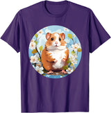 Cool Spring Flowers with Hamster for Season Lovers T-Shirt - Purple