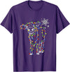 Cow Christmas Light Tree Cow Xmas Snow Lover T-Shirt - Purple
