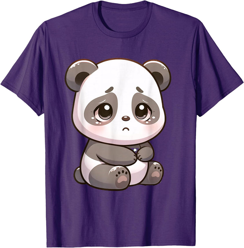 Cute Sad Panda Designs Sad Panda Bear Animal T-Shirt - Purple