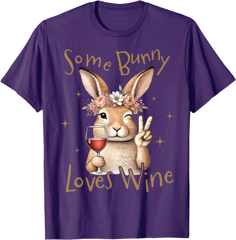 Cute Rabbit Lover Bunny Graphic T-Shirt (Navy Blue) in Purple