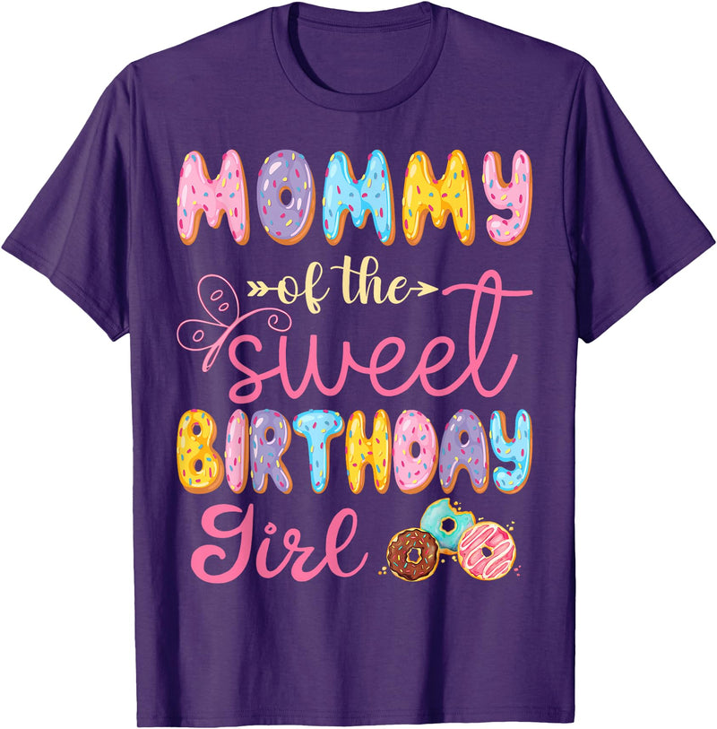 Sweet Birthday Girl Donut Family Matching Mommy Of The Sweet Birthday Girl Donut Lover Party T-Shirt - Purple