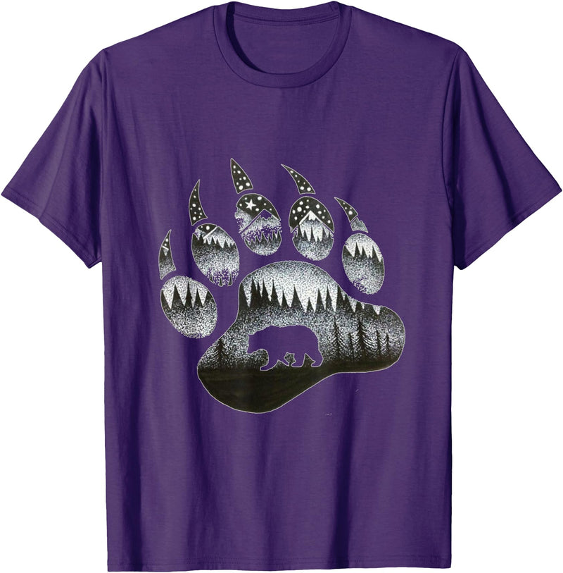 One Nature Designs Touching Ghost of the Spirit Bear Paw T Shirt T-Shirt - Purple