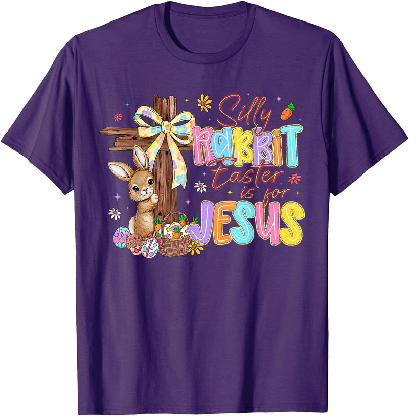Silly Rabbit Easter Is for Jesus Kids Girls Women Boys Girls T-Shirt in Purple