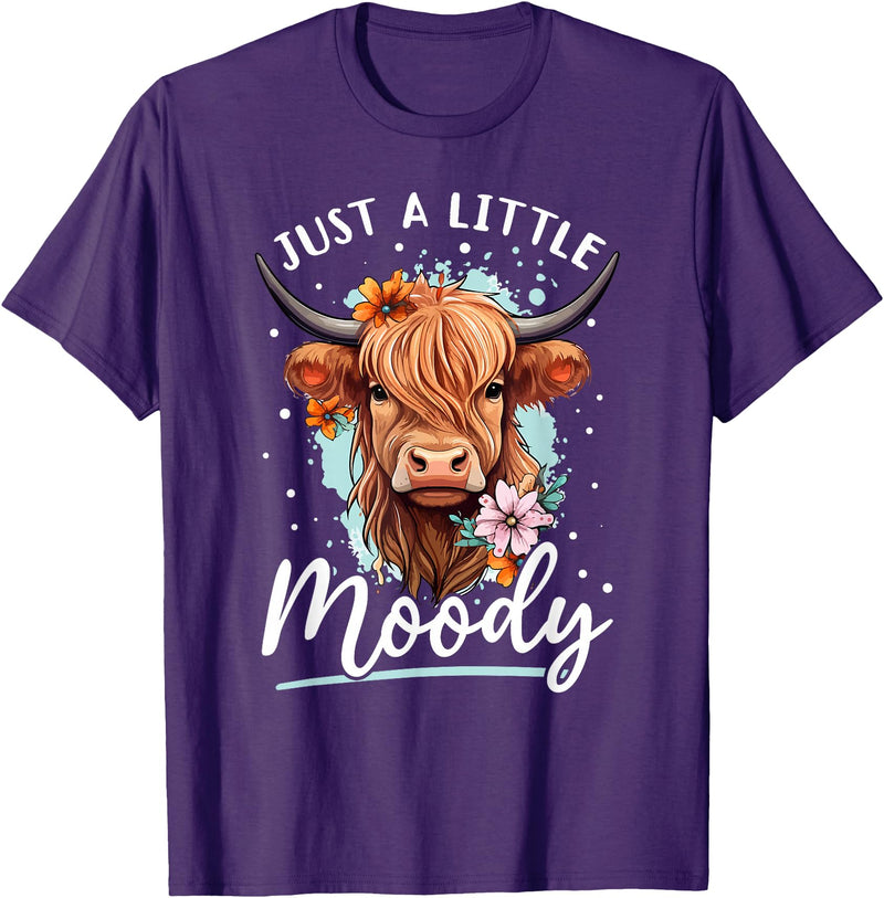 Scottish Highland Cow Lover designs Scottish Highland Cow - Just a Little Moody T-Shirt - Purple