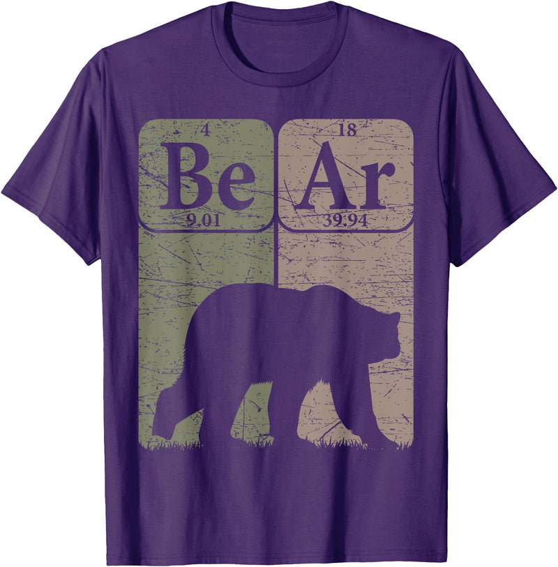 Bear Periodic Chemistry Elements Retro Arctophile Bear Periodic Table Elements Grizzly Bear Vintage Arctophile T-Shirt - Purple