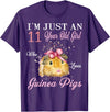 Guinea Pigs Lovers Birthday Gift I'm Just An 11 Year Old Girl Who Loves Guinea Pigs Birthday T-Shirt - Purple