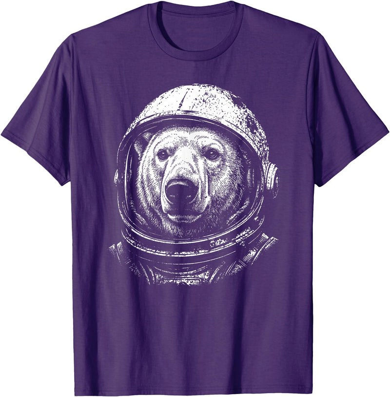 Funny Polar Bear Astronomy Space Retro Astronaut Polar Bear Lovers Space Galaxy T-Shirt - Purple