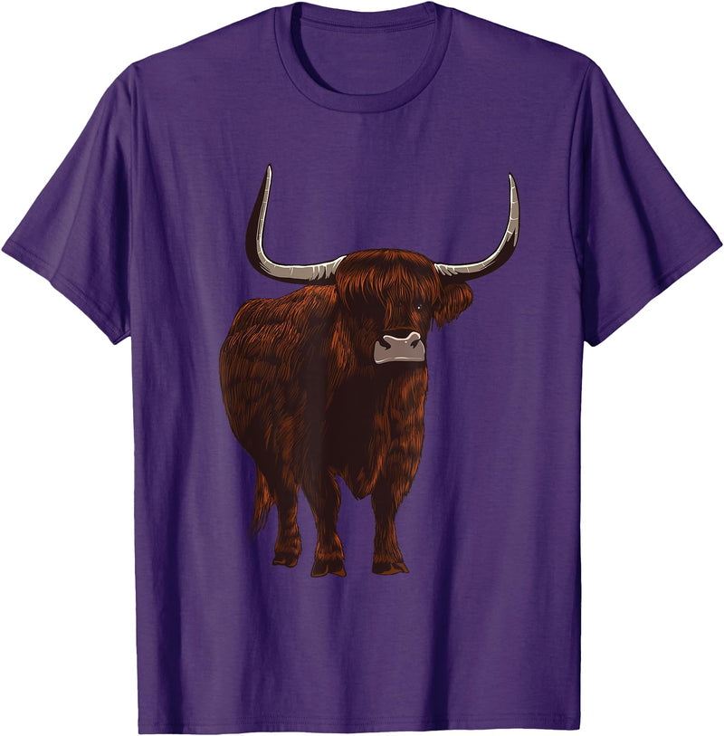 Best Highland Cow Gifts Farm Animal Lover Herders Funny Scottish Highland Cow Design For Men Women Hairy Cow T-Shirt - Purple