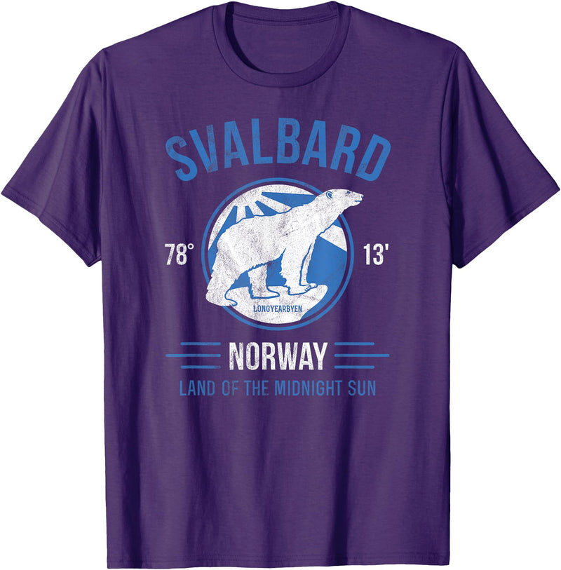 Svalbard T-Shirt Co. Svalbard Polar Bear T Shirt | Norway Northern Lights T-Shirt T-Shirt - Purple
