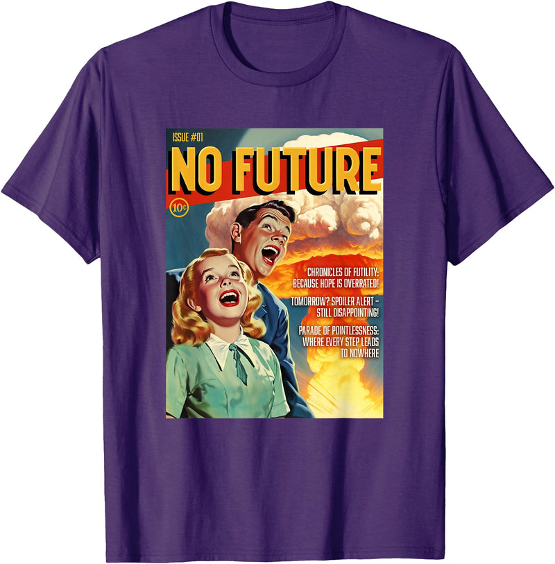 Last Gasp Graphics No Future 1950s Horror Comic Cover T-Shirt - Purple