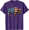 Bison American Buffalo Gifts & Apparel Stuff Bison USA American Flag Patriotic United States T-Shirt - Purple