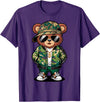 Magical and Funny Teddy Bear Gifts Hip Hop Teddy Bear Camouflage Rap Music T-Shirt - Purple