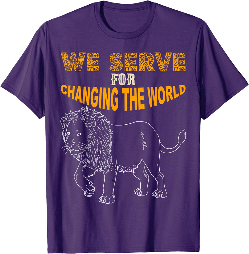 Lions member gift Lions Club Members Gift We Serve to Change the World T-Shirt - Purple