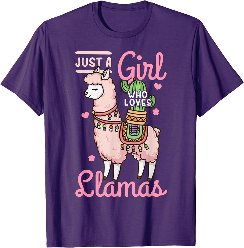 Llama Just A Girl Who Loves Llamas T-Shirt - As Pictured
