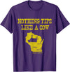Funny Farm Nothing Tips Like A Cow Wisconsin T-Shirt - Unisex-Adults, Green, Small, Short Sleeve, Cotton, Polyester - Purple
