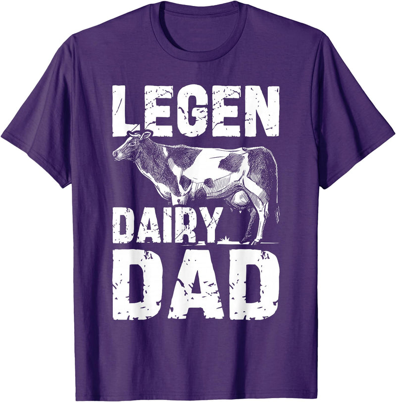 Cow Lover Gift Co. Legen Dairy Dad Cow Farmer Father's Day for Men T-Shirt - Purple