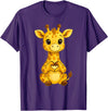Giraffe Designer Designs Giraffe with heart | Cute giraffe with heart symbol T-Shirt - Purple