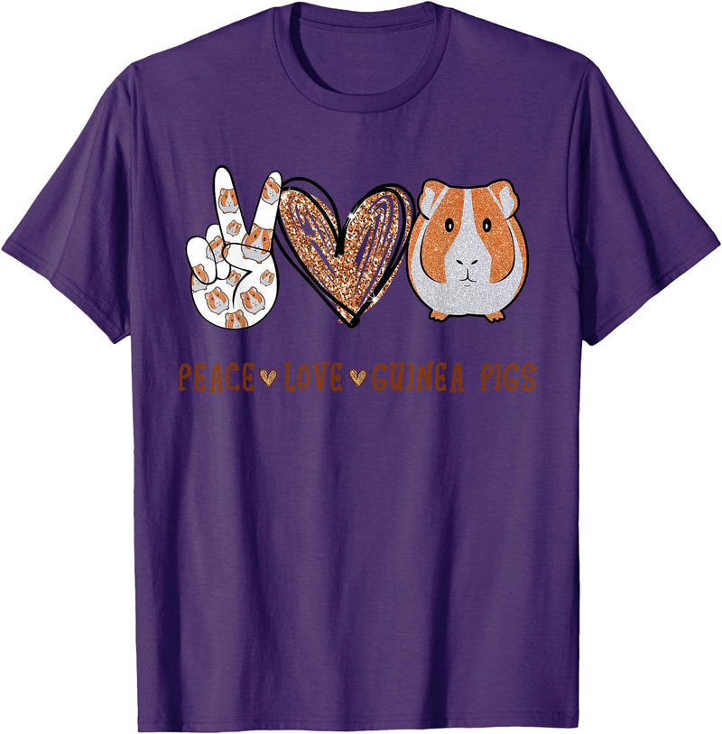 Peace love guinea pigs t -shir t Peace Love Guinea Pigs Gift for Guinea Pigs Lover T-Shirt Small - Purple