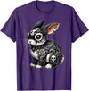 Gothic Filigree Rabbit with Skulls T-Shirt in Purple